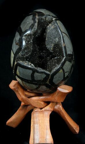 Septarian Dragon Egg Geode - Crystal Filled #37360
